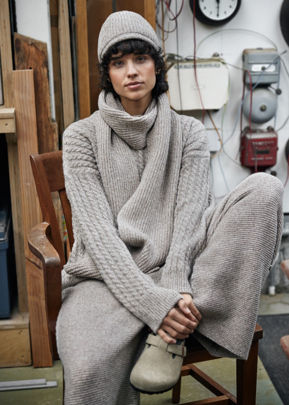 C241-‘Carrion-Cable-Crew-Neck-C243-‘Kestrel-Cropped-Trousers-C246-‘Mistle-Hat-and-C244-‘Sparrow-Scarf